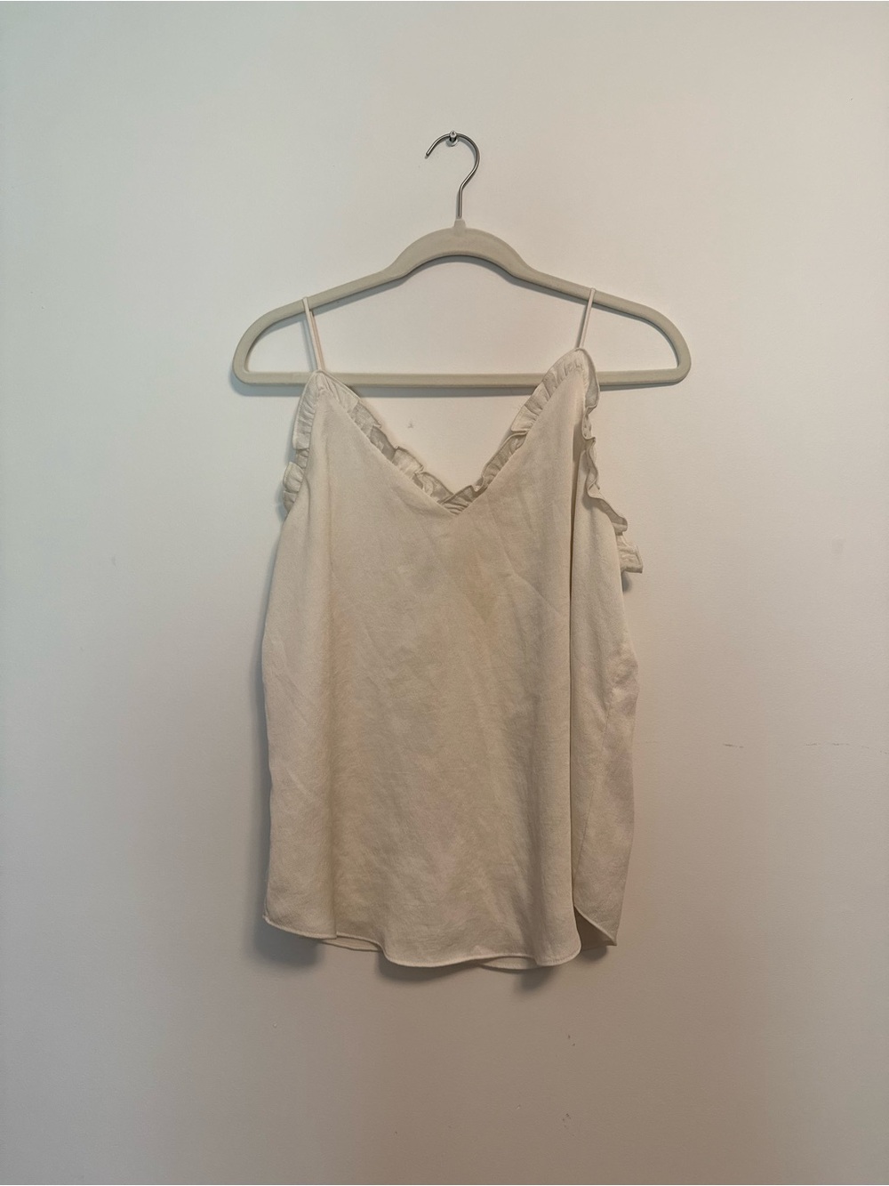 EXPRESS Women’s Cream Ruffle Trim Cami Top